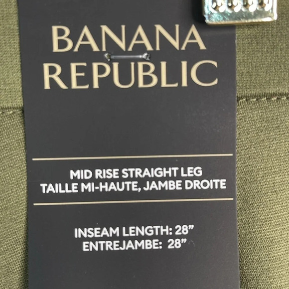 BANANA REPUBLIC NWT Dark Olive Green Mid Rise Straight Leg Pants Stretch Size 6 - Picture 8 of 12